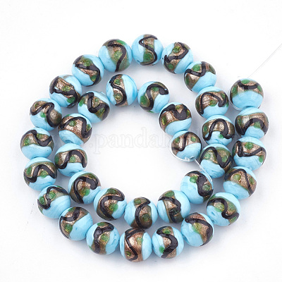Handmade Gold Sand Lampwork Beads&nbsp;LAMP-T006-02J-1