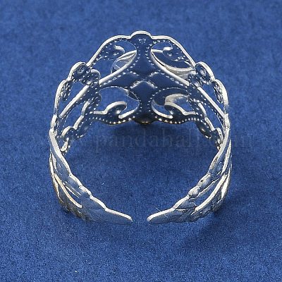 鉄オープンカフリング部品  フィリグリーパッドリングセッティング  フラットラウンド  銀  トレイ：8mm  ワイド：20mm&nbsp;IFIN-NH0001-03S-1