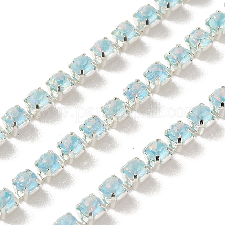 鉄ラインストーンカップチェーン  スプールで  銀  光azore  3x3x2.5mm  約10ヤード/ロール&nbsp;CH-A008-02G-1