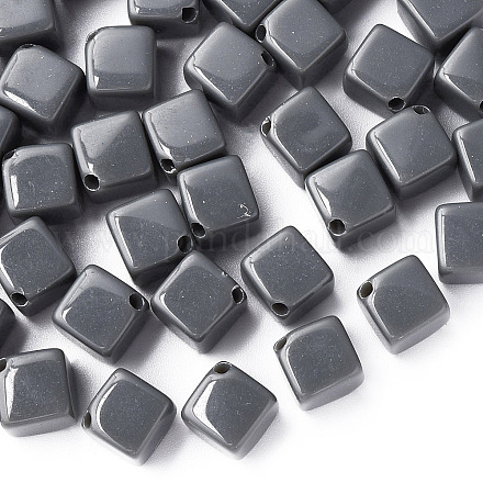 不透明なアクリルビーズ  キューブ  グレー  13x14.5x14.5mm  穴：2mm&nbsp;X-MACR-S373-135-A03-1
