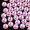 ABS Plastic Imitation Pearl Cabochons, AB Color Plated, Half Round, Hot Pink, 6x3mm, 5000pcs/bag