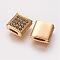 Brass Micro Pave Cubic Zirconia Beads, Cadmium Free & Lead Free, Square, Golden, 9x9x3.5mm, Hole: 2x5mm
