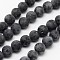 Natural Larvikite Beads Strands, Frosted, Round, 4mm, Hole: 0.8mm, about 83~90pcs/strand, 14.1 inch