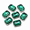 Sew on Rhinestone, Multi-strand Links, Glass Rhinestone, with Brass Prong Settings, Garments Accessoriess, Faceted, Octagon, Platinum, Sea Green, 10x8x5mm, Hole: 0.8~1mm