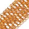 Transparent Glass Beads, 32 Facets, AB Color Plated, Round, Sandy Brown, 6x5.5mm, Hole: 1.2mm, about 91pcs/strand, 19.29''(49cm)