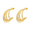 Stainless Steel Stud Earrings, Multi C-Shaped, Golden, 27x20x1.4mm