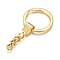 Iron Split Key Rings, with Iron Curb Chains, Keychain Clasp Findings, Golden, 62mm