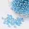 Transparent Rainbow Colours Round Glass Seed Beads, Aqua, 6/0, 4mm, Hole:1.5mm, about 495pcs/50g
