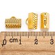 アイアン製カシメリボン止めエンドパーツ  ゴールドカラー  約7mm長  10 mm幅  穴：2mm&nbsp;E143Y-G-3