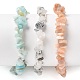 Chips Natural Rutilated Quartz & Flower Amazonite & Sunstone Beaded Stretch Bracelets Sets&nbsp;BJEW-JB05332-06-1