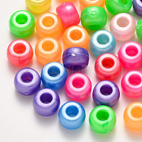 プラスチックパールビーズ  ロンデル  ミックスカラー  9x6mm  穴：3.5mm  約190個/50g&nbsp;X-KY-R019-01