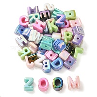 UVメッキレインボー虹色アクリルビーズ  ランダムな混合文字  ミックスカラー  20~21x14~20.5x8.5~20.5mm  穴：3.5mm  約90~100個/袋&nbsp;OACR-C012-01-1