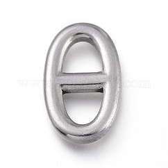 Tarnish Resistant 304 Stainless Steel Connector Charms, Navy Mesh Charms, Marine Mesh Charms, Oval, Stainless Steel Color, 14.5x8.5x2mm, 3.5x4mm inner diameter