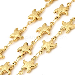 304 Stainless Steel Starfish Link Chains, Soldered, with Spool, Long-Lasting Plated, Golden, 17x11x4mm