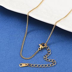 Ion Plating(IP) 304 Stainless Steel Necklaces, Curb Chain Necklaces, Golden, 16.14 inch(41cm)