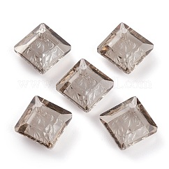 Embossed Glass Rhinestone Pendants, Abnormity Embossed Style, Rhombus, Faceted, Satin, Diagonal Length: 13mm, Side Length: 10mm, 13x13x5mm, Hole: 1.2mm