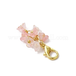 つや消しアクリル製フラワーペンダント装飾品 12個  バッグ飾り用の合金製ロブスター クロー クラスプ チャーム  ゴールドカラー  ミックスカラー  30.5mm&nbsp;AC-CJ1071-G
