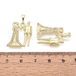 バレンタインデーの真鍮マイクロパヴェクリアキュービックジルコニアペンダント  カップルチャーム  16KGP本金メッキ  19.5x18x2.5mm  穴：5.5x3.5mm&nbsp;KK-Q072-09G