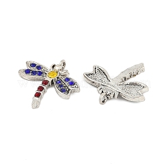 合金ラインストーンペンダント  ラックめっき  トンボ  アンティークシルバー  ミックスカラー  23x24x3mm  穴：1.8mm&nbsp;FIND-A049-06AS
