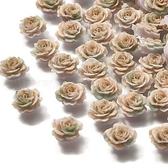 ルミナスオペーク樹脂カボション  花  三音  暗闇で光る  黄金のグリッターパウダーで  淡い茶色  9x10x4.5mm&nbsp;CRES-R458-14A-02