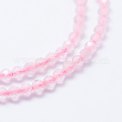 天然石ローズクォーツビーズ連売り  多面カット  ラウンド  2~2.5mm  穴：0.5mm  約195~208個/連  15.7インチ（40cm）&nbsp;G-J369-29-2mm