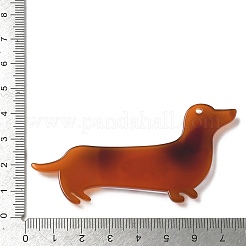 印刷されたアクリルパーツ  ダックスフント犬チャーム  ホワイト  38.5x75x5mm  穴：2mm&nbsp;FIND-C088-04A