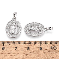 Religion Brass Micro Pave Cubic Zirconia Pendants&nbsp;KK-T073-49P