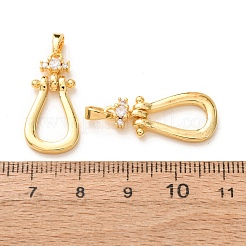 Brass Micro Pave Clear Cubic Zirconia Pendants&nbsp;KK-A304-28C-G