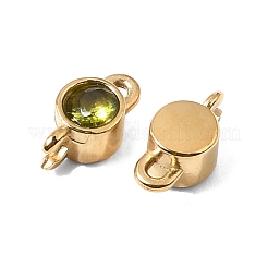 12 Colors 304 Stainless Steel Pave Cubic Zirconia Geometric Connector Charms&nbsp;SA-CBAFEA1-01B-G