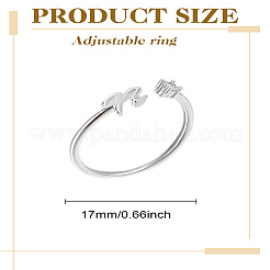 1Pc Letter Brass Rhinestone Open Cuff Rings for Women&nbsp;AJEW-LP0004-47N-S
