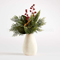 プラスチック製の人工松葉の枝25個  クリスマスの飾り  グリーン  342x92x2mm&nbsp;FIND-CP0003-34