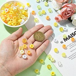 8 種類のプラスチックパールビーズ  バレル  きいろ  9x6mm  穴：3.5~3.8mm  8スタイル  1色/スタイル&nbsp;KY-FS0001-21B