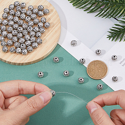 チベットスタイルの合金ビーズ80個。  ラウンド  カドミウムフリー＆鉛フリー  アンティークシルバー  8x8mm  穴：2mm&nbsp;FIND-DC0005-34