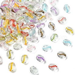 100個の透明なガラスビーズ  コー​​ヒー豆  ミックスカラー  10x8.5x5.5mm  穴：1mm&nbsp;GLAA-CJ0002-91