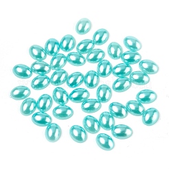 ABSプラスチックパール調カボション  オーバル  淡いターコイズ  8x6x2mm  約5000個/袋&nbsp;SACR-R755-8x6mm-Z19