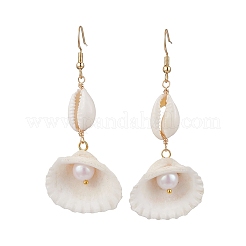 304 Stainless Steel Shell Shape Dangle Earrings&nbsp;EJEW-JE06265-01