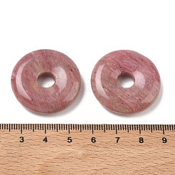 天然石ロードナイトペンダント  ドーナツ/円盤チャーム  30x6.5mm  穴：7.5mm&nbsp;G-F831-A30