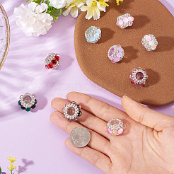 9色の輝くアクリルラインストーンラウンドビーズ9個  樹脂と  フォーカルペンビーズ  ミックスカラー  20x14mm  穴：2.5mm  1pc /カラー&nbsp;OACR-TA0003-92B