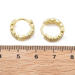 真鍮マイクロペーブキュービックジルコニアハギーフープピアス  フラワーリング  18KGP本金メッキ  13.5x4mm  ピン：1mm&nbsp;EJEW-N011-03G