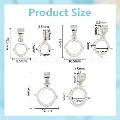 3Pcs 3 Styles Rhodium Plated 925 Sterling Silver Open Back Bezel Pendant Cabochon Settings&nbsp;STER-GO0001-22