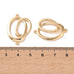 真鍮製コネクタチャーム  連結した楕円形のリンク  18KGP本金メッキ  29x21x2.5mm  穴：1.2mm&nbsp;KK-CBA5908-01G