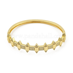 Brass Micro Pave Clear Cubic Zirconia Hinged Bangles for Women&nbsp;BJEW-S168-05G