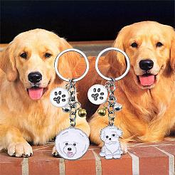 Wewaysmile 犬用キーホルダー 2個 車用キーホルダー ペット用ペンダント キーリング 可愛い犬用キーリング ポータブル メタルキーホルダー ペット愛好家へのギフト 誕生日 子犬テーマ パーティー用品 (ビションフリーゼ)  プラチナ  9.8x2.96cm&nbsp;JX798A