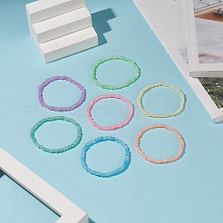 7 個 7 色ガラス シード ビーズ ストレッチ ブレスレット セット女性  ミックスカラー  内径：2インチ（5.1cm）  1pc /カラー&nbsp;BJEW-JB09164