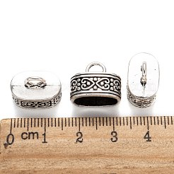 合金コードエンドパーツ  チベットスタイル  アンティークシルバー  13x15x9mm  7x12mm内径  穴：4mm&nbsp;X-PALLOY-I021-AS