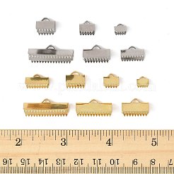 50Pcs 13 Styles 304 Stainless Steel Ribbon Crimp Ends&nbsp;STAS-FS0002-03