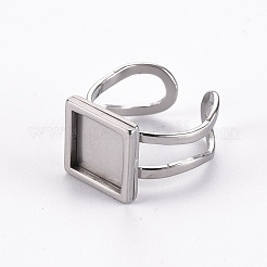 Non-Tarnish 201 Stainless Steel Cuff Pad Ring Settings&nbsp;X-STAS-S080-041A-P
