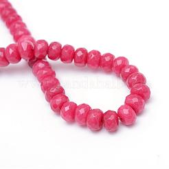 Faceted Rondelle Dyed Natural White Jade Bead Strands&nbsp;G-R343-6x8-17