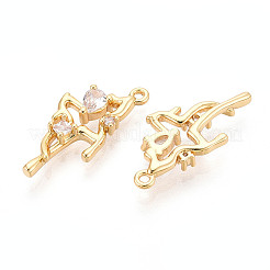 Brass Pave Clear Cubic Zirconia Pendants&nbsp;KK-T077-63G