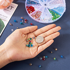 400個10色ガラスビーズ連売り  多面カット  ラウンド  ミックスカラー  6mm  穴：1.2mm  40個/カラー&nbsp;GLAA-TA0001-21
